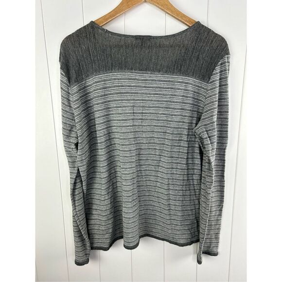 Lilla P Long Sleeve Striped Gray Round Neck Cotton Blend Top‎ Size L - Picture 7 of 7